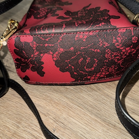 Michael Kors Red and Black Floral Backpack - Picture 3 of 4